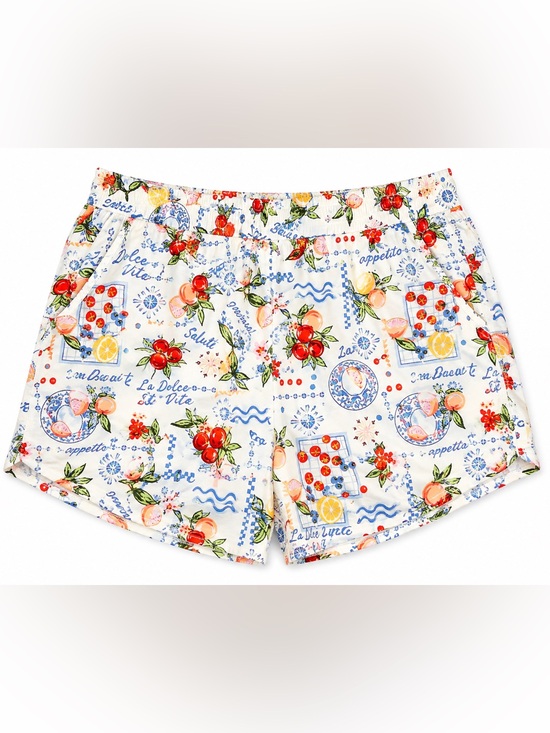 Vinyl Threads Pants - White Fruit & Floral Print Shorts